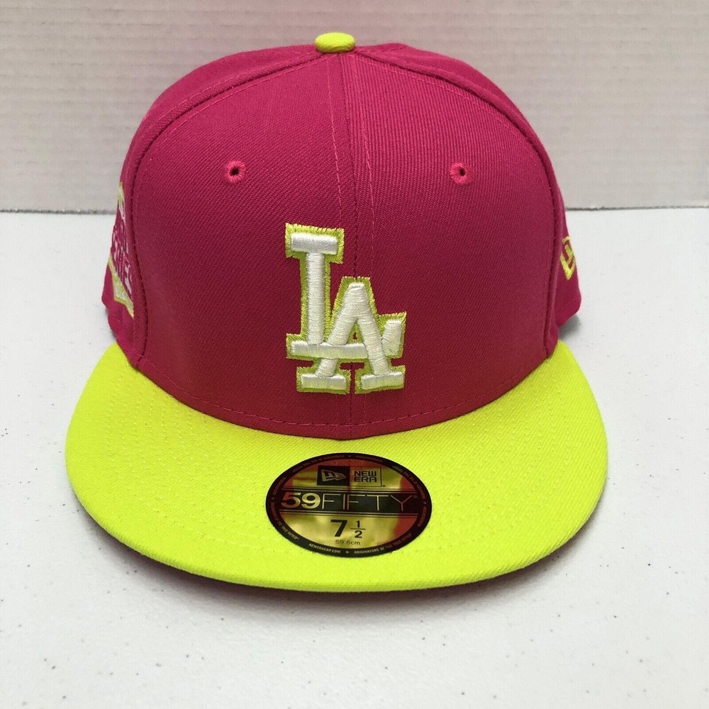 Los Angeles Dodgers Hat Cap Fitted Mens 7 1/2 Pink MLB Baseball 59FIFTY New Era